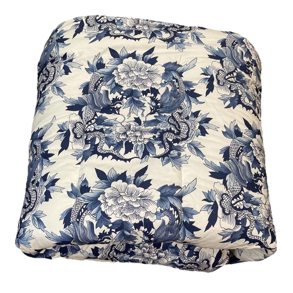 Ralph Lauren NANKING Dragon‎ Chinoiserie Blue White TWIN Comforter